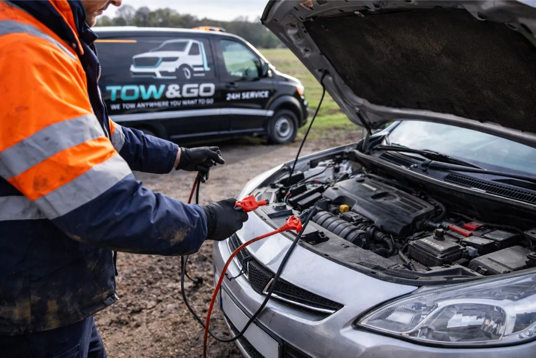 tow and go battery jump start roadside assistance