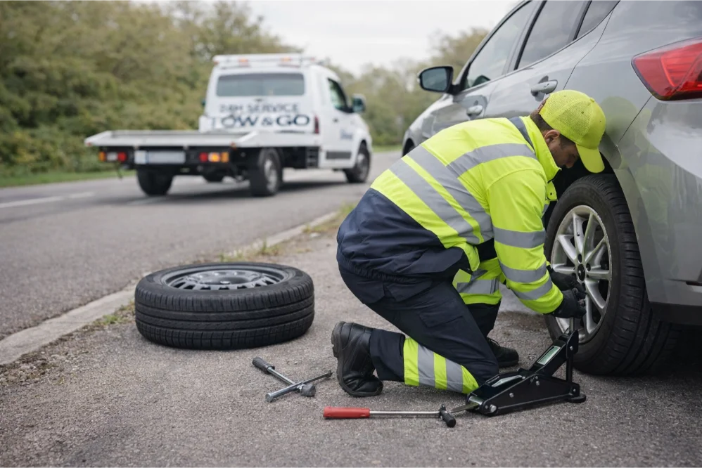 tow and go flat tyre roadside assistance