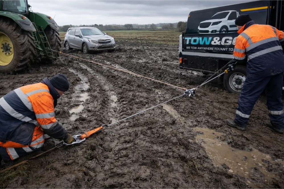 tow and go mud field vehicle recovery