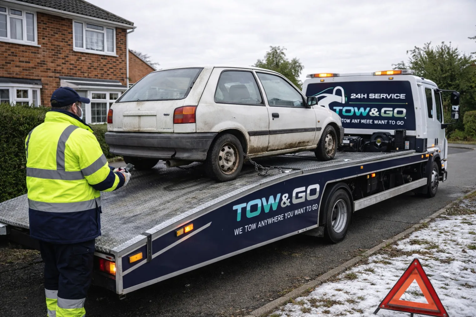 tow and go scrap car collection residential driveway