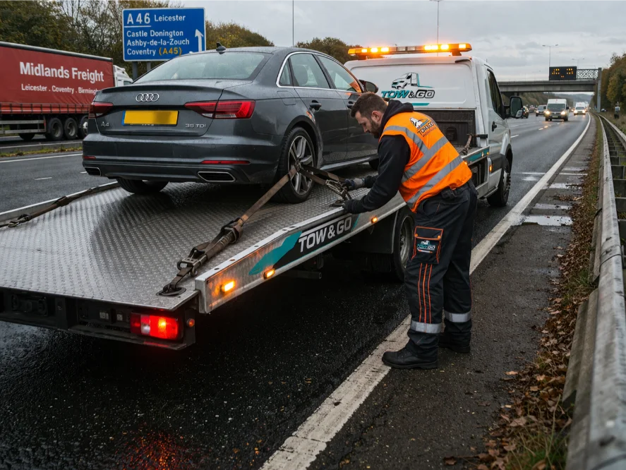 A46 Car recovery Audi A4 Flatbed