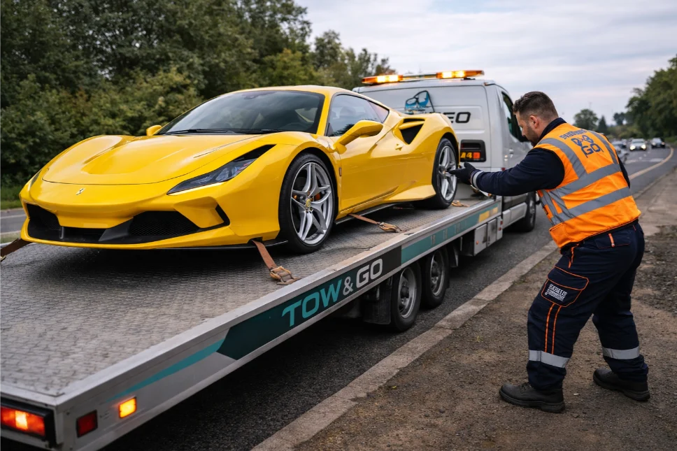 Ferrari 488 Yellow luxury car recovery A52