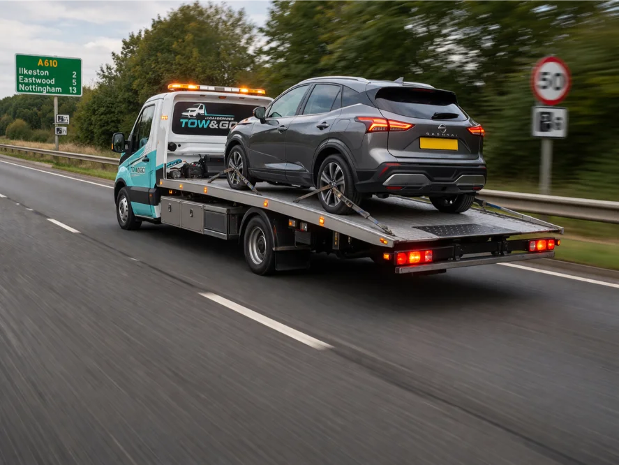 A610 Ilkeston Flatbed towing Nissan Qashqai