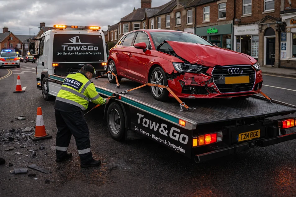 Accident Recovery damaged audi A3 hucknall