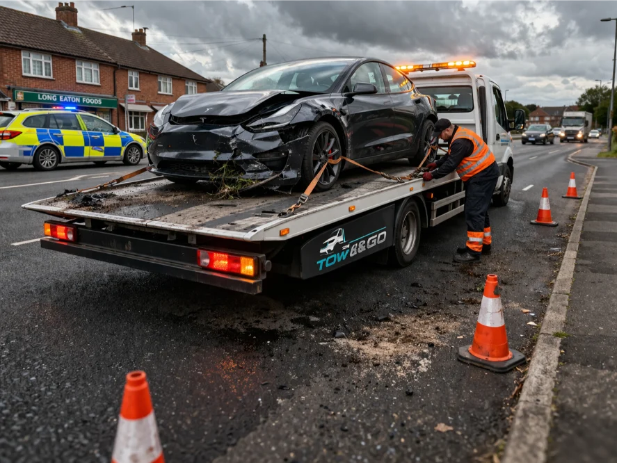 Tesla Model 3 Accident Recovery Long Eaton