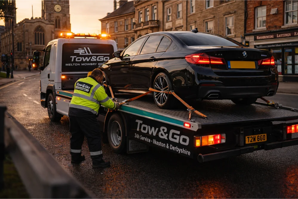 BMW 5 Series luxury car recovery town centre