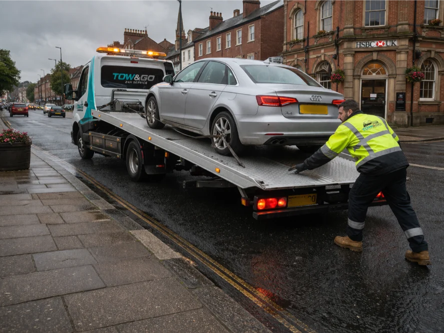 Car Recovery Long Eaton Audi A4 flatbed towing