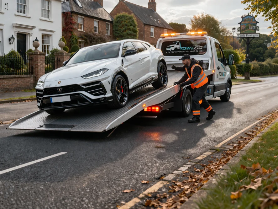 Castle Donington Luxury Car recovery Lamborgini Urus flatbed