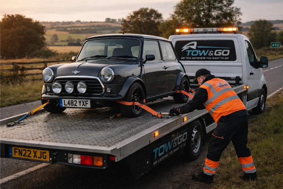 Classic Mini Cooper Car recovery A52 Road