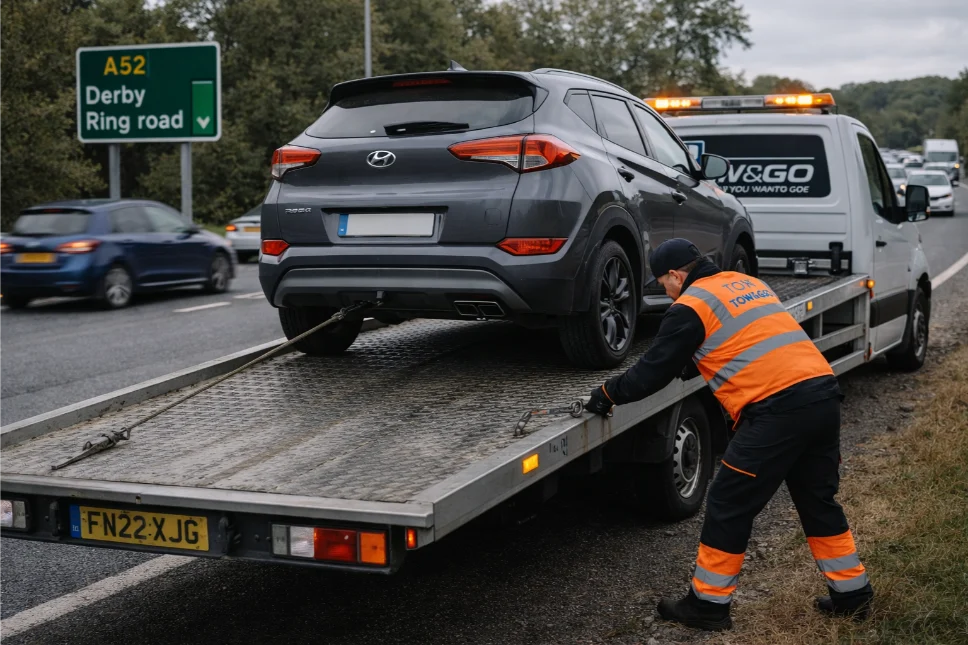 Hyundai Tucson Car recovery derby ring road A52