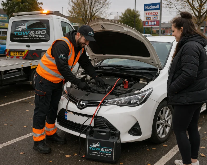 Jump start roadside assistance Toyota Hucknall