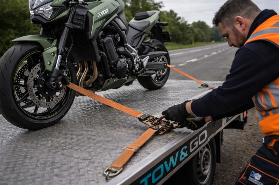 Kawasaki Z900 Motorbike Recovery and towing Tow & Go