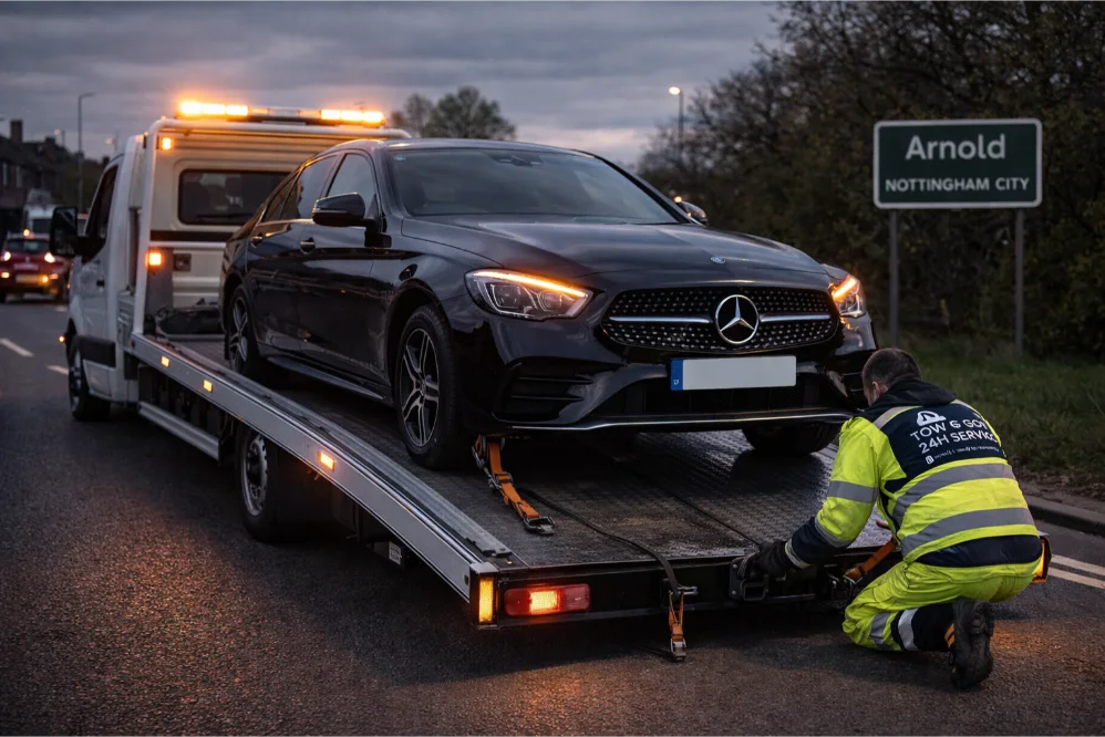 Mercedes E-class luxury car recovery arnold