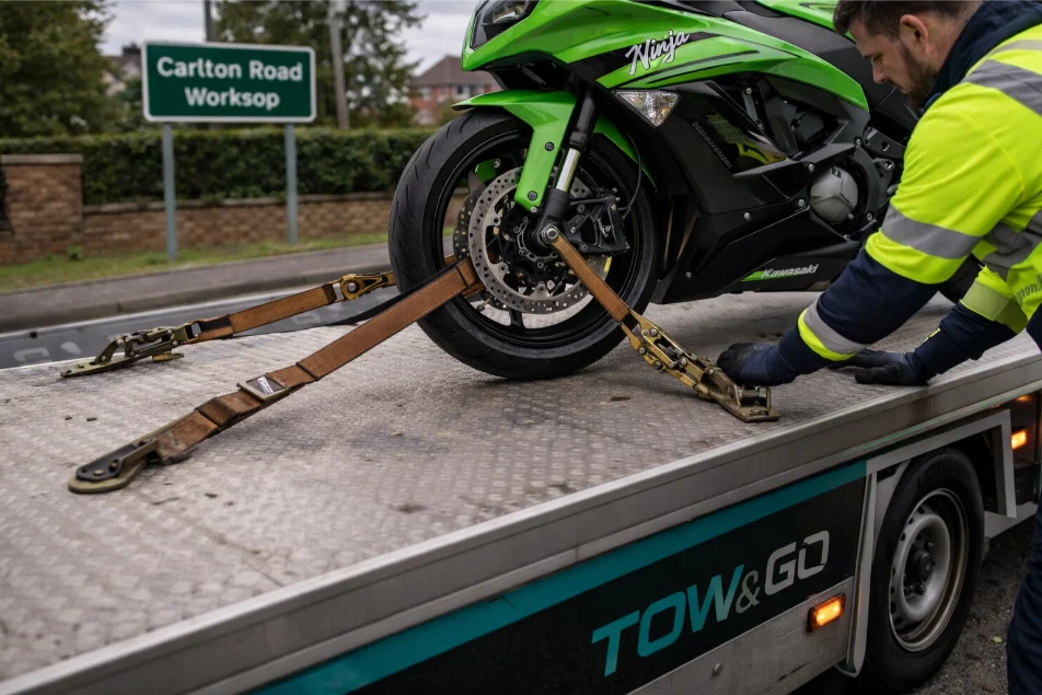 Kawasaki ninja towing carlton road motorbike towing worksop