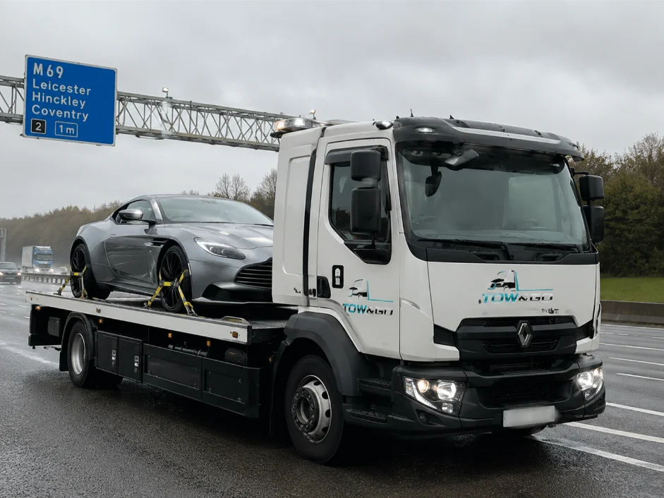 Aston Martin Luxury Car Recovery on M69 Motorway