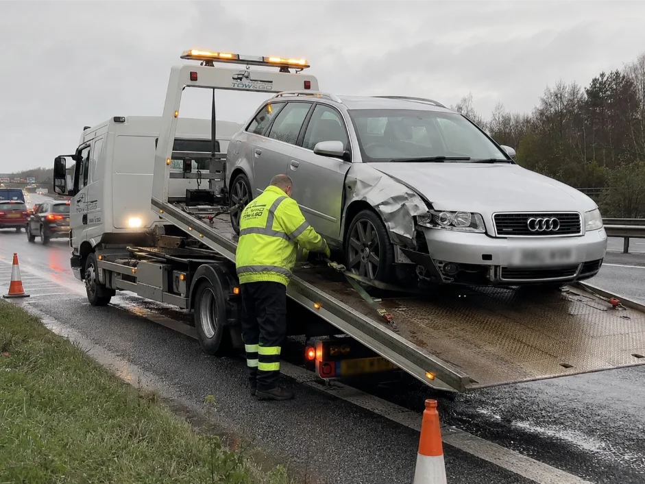 Audi A4 Accident Recovery A617 Road UK