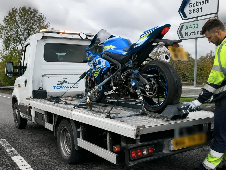 Suzuki GSXR 1000r Motorbike Recovery A453 Gotham Nottinghamshire