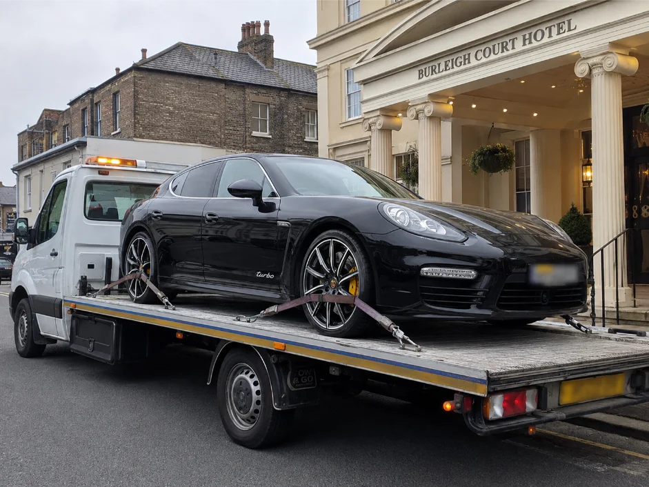 Porsche Panamera Luxury Car Breakdown Recovery in Loughborough near Burleigh Court Hotel